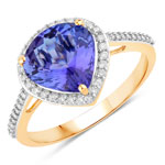 QR39149TANWD-14KY 2.49 ct. tw. Tanzanite and White Diamond Heart Shape Ring in 14K Yellow Gold