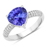 QR39151TANWD-14KW 3.18 ct. tw. Tanzanite and White Diamond Heart Shape Ring in 14K White Gold