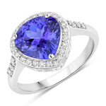 QR39152TANWD-14KW 3.00 ct. tw. Tanzanite and White Diamond Heart Shape Ring in 14K White Gold
