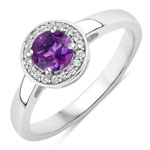 0.52 ct. tw. Amethyst and Created White Sapphire Halo Ring in .925 Sterling Silver