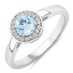 0.69 ct. tw. Blue Topaz and Created White Sapphire Halo Ring in .925 Sterling Silver