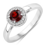 0.69 ct. tw. Garnet and Created White Sapphire Halo Ring in .925 Sterling Silver