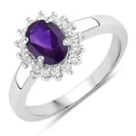 1.04 ct. tw. Amethyst and Created White Sapphire Halo Ring in .925 Sterling Silver
