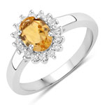 1.04 ct. tw. Citrine and Created White Sapphire Halo Ring in .925 Sterling Silver