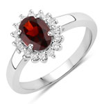 1.09 ct. tw. Garnet and Created White Sapphire Halo Ring in .925 Sterling Silver