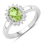 1.07 ct. tw. Peridot and Created White Sapphire Halo Ring in .925 Sterling Silver