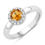 0.59 ct. tw. Citrine and Created White Sapphire Halo Ring in .925 Sterling Silver