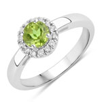 0.65 ct. tw. Peridot and Created White Sapphire Halo Ring in .925 Sterling Silver