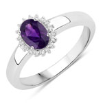 0.89 ct. tw. Amethyst and Created White Sapphire Halo Ring in .925 Sterling Silver