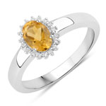 0.89 ct. tw. Citrine and Created White Sapphire Halo Ring in .925 Sterling Silver