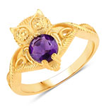 0.73 ct. tw. Amethyst Owl Ring In Sterling Silver