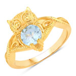 1.05 ct. tw. Blue Topaz Owl Ring In Sterling Silver
