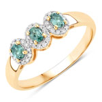 QR40250ALEXWD-18KY 0.46 ct. tw. Alexandrite and White Diamond Cocktail Ring in 18K Yellow Gold