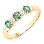 QR40254ALEXWD-18KY 0.53 ct. tw. Alexandrite and White Diamond 5 Stone Ring in 18K Yellow Gold