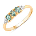 QR40258ALEXWD-18KY 0.50 ct. tw. Alexandrite and White Diamond 3 Stone Ring in 18K Yellow Gold
