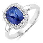 QR40492CYSAPHWD-18KW 2.95 ct. tw.Ceylon Blue Sapphire and White Diamond Halo Ring in 18K White Gold