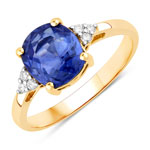 2.43 ct. tw.Ceylon Blue Sapphire and White Diamond Cocktail Ring in 18K Yellow Gold