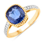 2.46 ct. tw.Ceylon Blue Sapphire and White Diamond Bridge Ring in 18K Yellow Gold