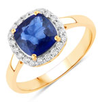 1.96 ct. tw.Ceylon Blue Sapphire and White Diamond Halo Ring in 18K Yellow Gold