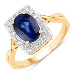 2.83 ct. tw. Ceylon Blue Sapphire and White Diamond Crossover Ring in 18K Yellow Gold