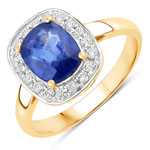 2.40 ct. tw.Ceylon Blue Sapphire and White Diamond Halo Ring in 18K Yellow Gold