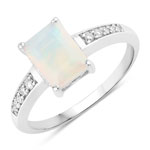 1.14 ct. tw. Ethiopian Opal and Lab Grown Diamond Bridge Ring in .925 Sterling Silver