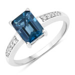 1.69 ct. tw. London Blue Topaz and Lab Grown Diamond Bridge Ring in .925 Sterling Silver