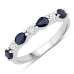 0.98 ct. tw. Blue Sapphire and Lab Grown Diamond Eternity Ring in .925 Sterling Silver