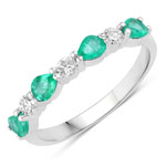 0.74 ct. tw. Zambian Emerald and Lab Grown Diamond Eternity Ring in .925 Sterling Silver