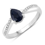 0.94 ct. tw. Blue Sapphire and Lab Grown Diamond Crossover Ring in .925 Sterling Silver