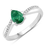 0.79 ct. tw. Zambian Emerald and Lab Grown Diamond Crossover Ring in .925 Sterling Silver