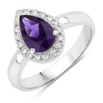 1.33 ct. tw. Amethyst and Lab Grown Diamond Halo Ring in .925 Sterling Silver