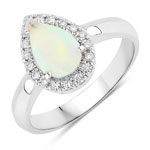 1.08 ct. tw. Ethiopian Opal and Lab Grown Diamond Halo Ring in .925 Sterling Silver