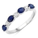 1.06 ct. tw. Blue Sapphire and Lab Grown Diamond Eternity Ring in .925 Sterling Silver