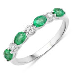 0.78 ct. tw. Zambian Emerald and Lab Grown Diamond Eternity Ring in .925 Sterling Silver