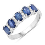 1.42 ct. tw. Blue Sapphire and Lab Grown Diamond 5 Stone Ring in .925 Sterling Silver