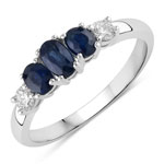 0.91 ct. tw. Blue Sapphire and Lab Grown Diamond Gruduated Ring in .925 Sterling Silver