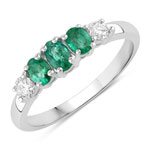 0.71 ct. tw. Zambian Emerald and Lab Grown Diamond Gruduated Ring in .925 Sterling Silver