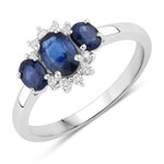 1.09 ct. tw. Blue Sapphire and Lab Grown Diamond Cocktail Ring in .925 Sterling Silver