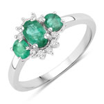 0.84 ct. tw. Zambian Emerald and Lab Grown Diamond Cocktail Ring in .925 Sterling Silver