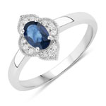 0.64 ct. tw. Blue Sapphire and Lab Grown Diamond Floral Ring in .925 Sterling Silver