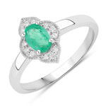 0.53 ct. tw. Zambian Emerald and Lab Grown Diamond Floral Ring in .925 Sterling Silver