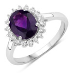 1.87 ct. tw. Amethyst and Lab Grown Diamond Halo Ring in .925 Sterling Silver