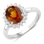 1.97 ct. tw. Madeira Citrine and Lab Grown Diamond Halo Ring in .925 Sterling Silver