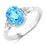 2.09 ct. tw. Swiss Blue Topaz and Lab Grown Diamond Cocktail Ring in .925 Sterling Silver