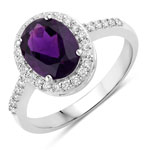 1.92 ct. tw. Amethyst and Lab Grown Diamond Halo Ring in .925 Sterling Silver