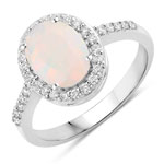 1.22 ct. tw. Ethiopian Opal and Lab Grown Diamond Halo Ring in .925 Sterling Silver