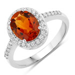 2.02 ct. tw. Madeira Citrine and Lab Grown Diamond Halo Ring in .925 Sterling Silver