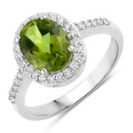 2.02 ct. tw. Peridot and Lab Grown Diamond Halo Ring in .925 Sterling Silver