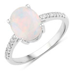 1.72 ct. tw. Ethiopian Opal and Lab Grown Diamond Bridge Ring in .925 Sterling Silver
